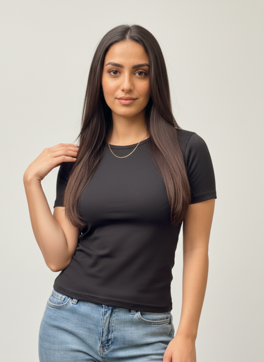 Black Round Short Sleeves