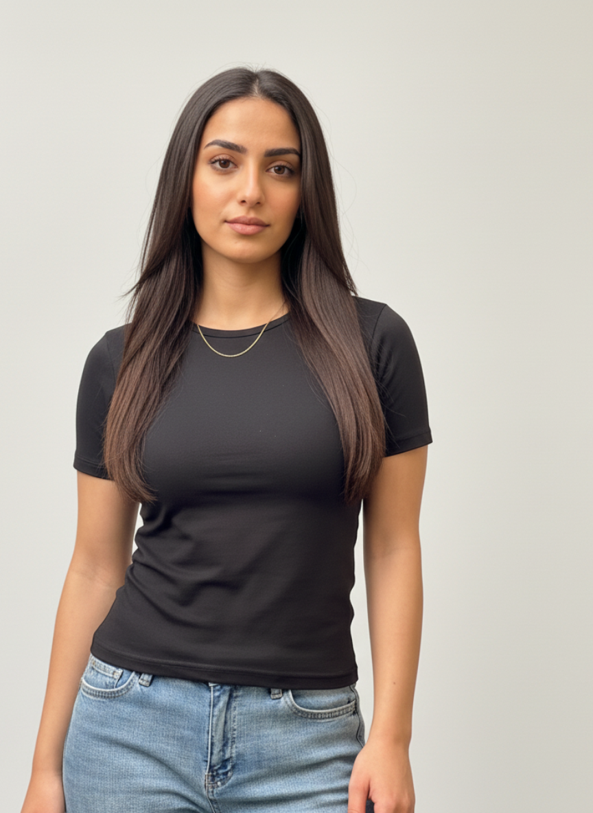 Black Round Short Sleeves