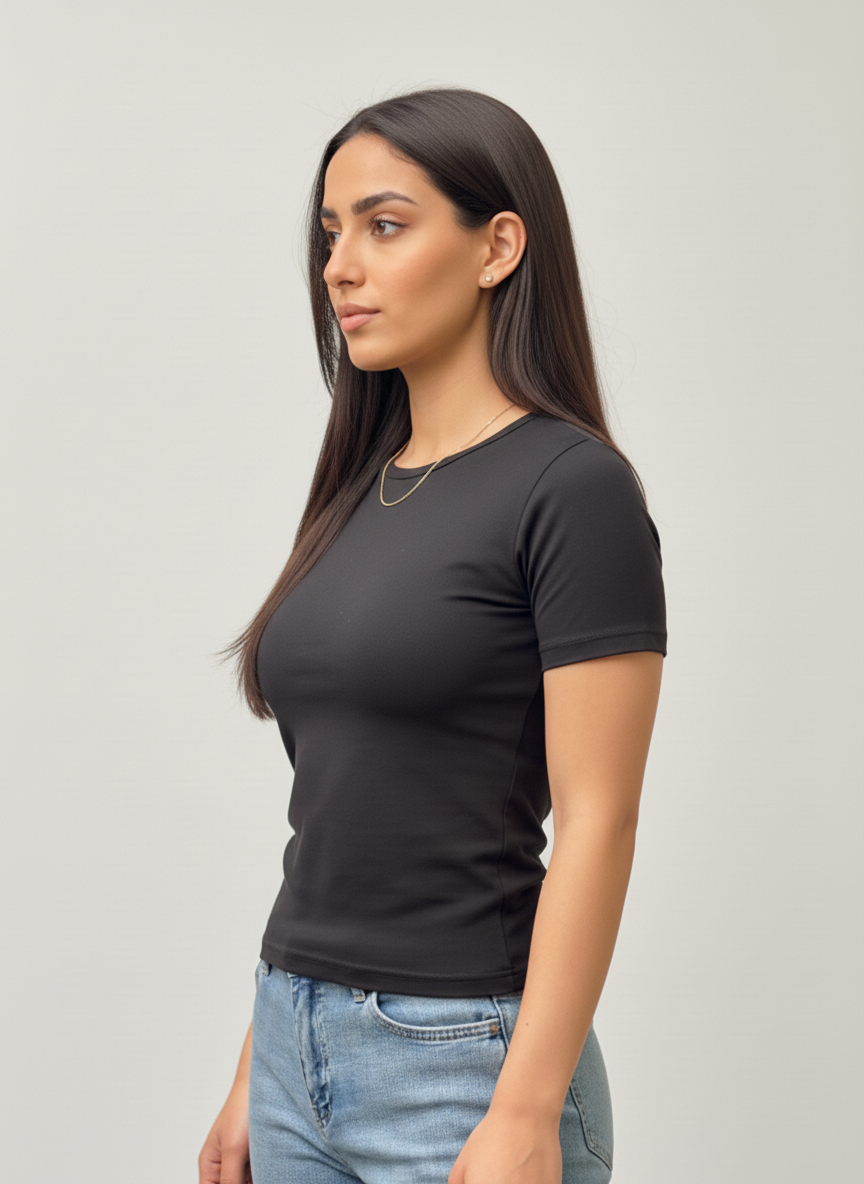 Black Round Short Sleeves