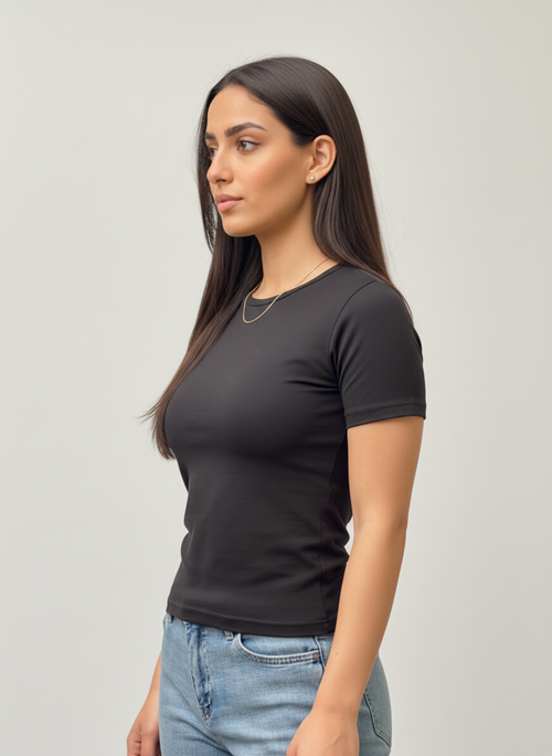 Black Round Short Sleeves