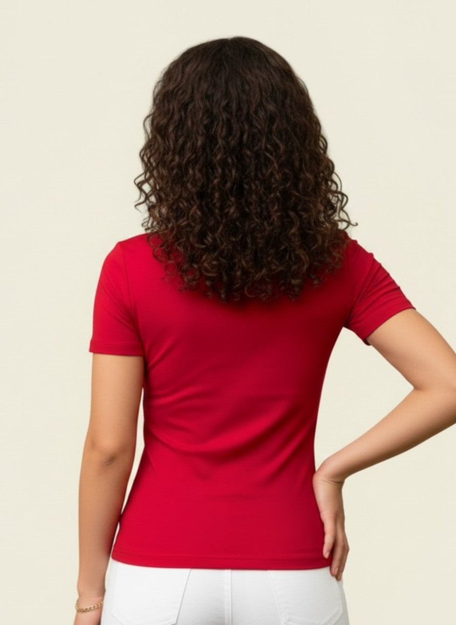 Burgundy Round Short Sleeves