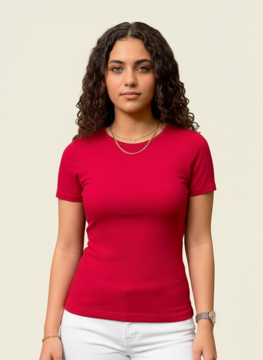 Burgundy Round Short Sleeves