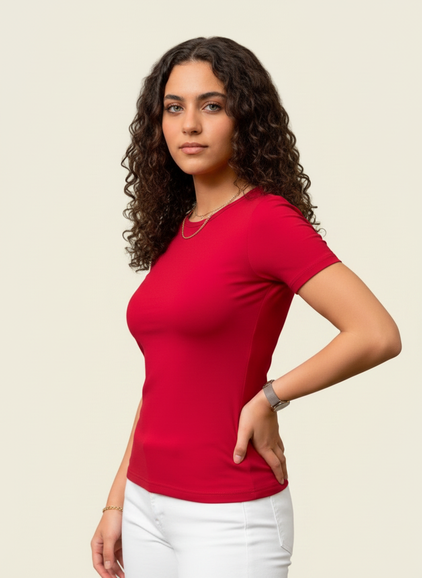 Burgundy Round Short Sleeves