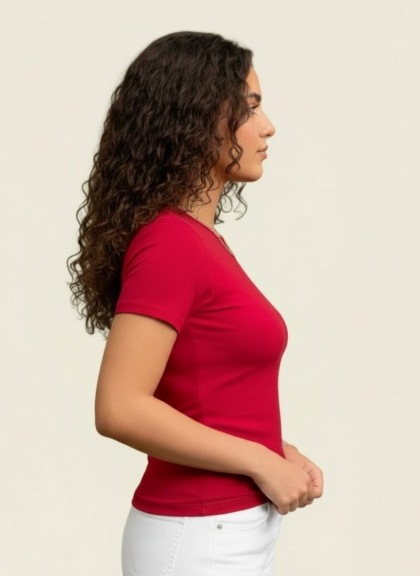 Burgundy Round Short Sleeves