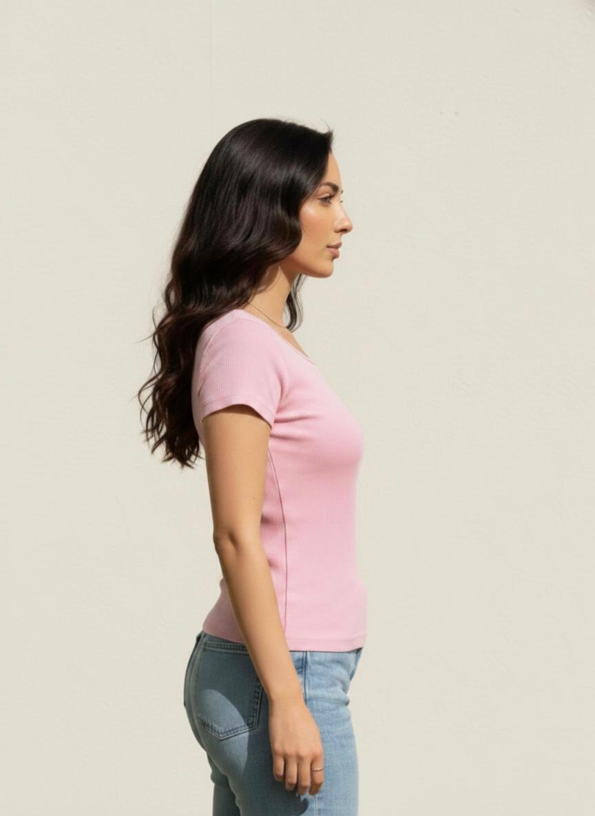 Rose Wide Neck Short Sleeves